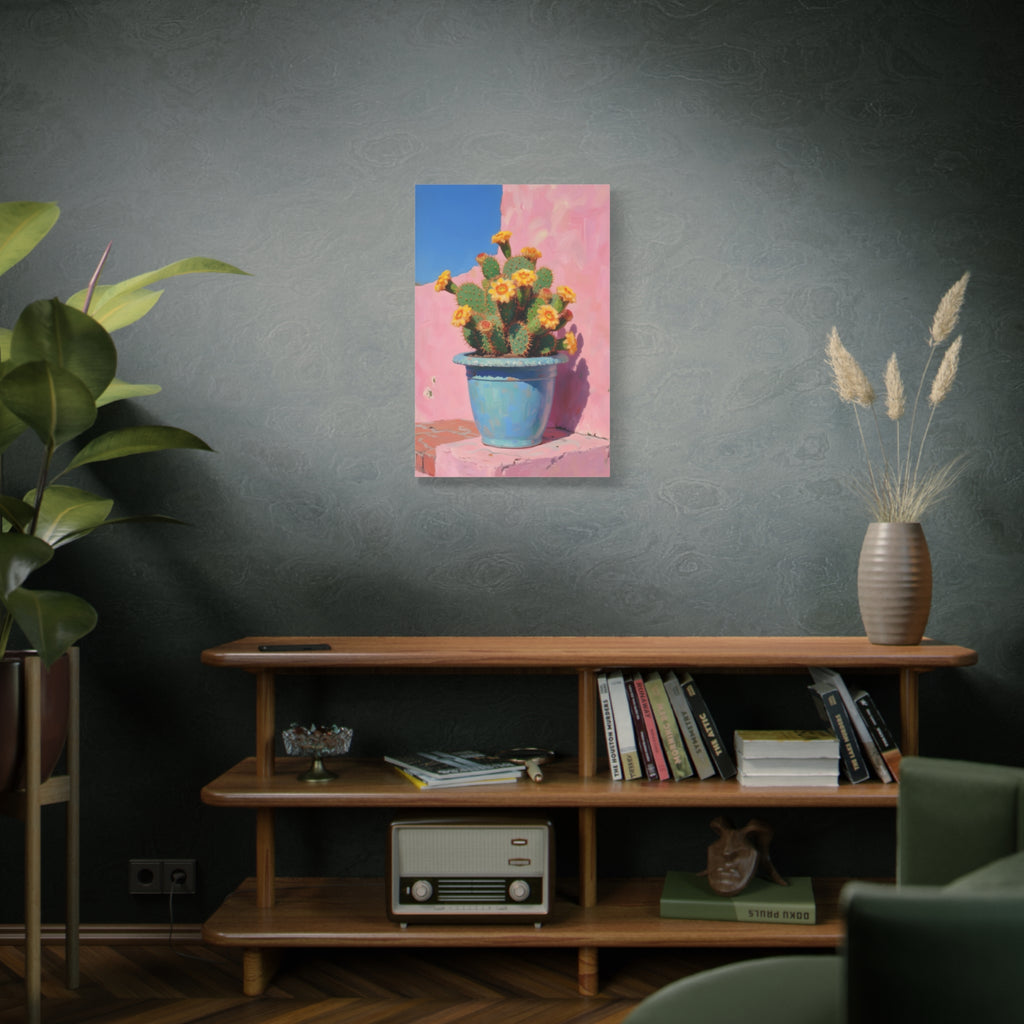 Cactus Roze Muurdecoratie - Gespannen Canvas 