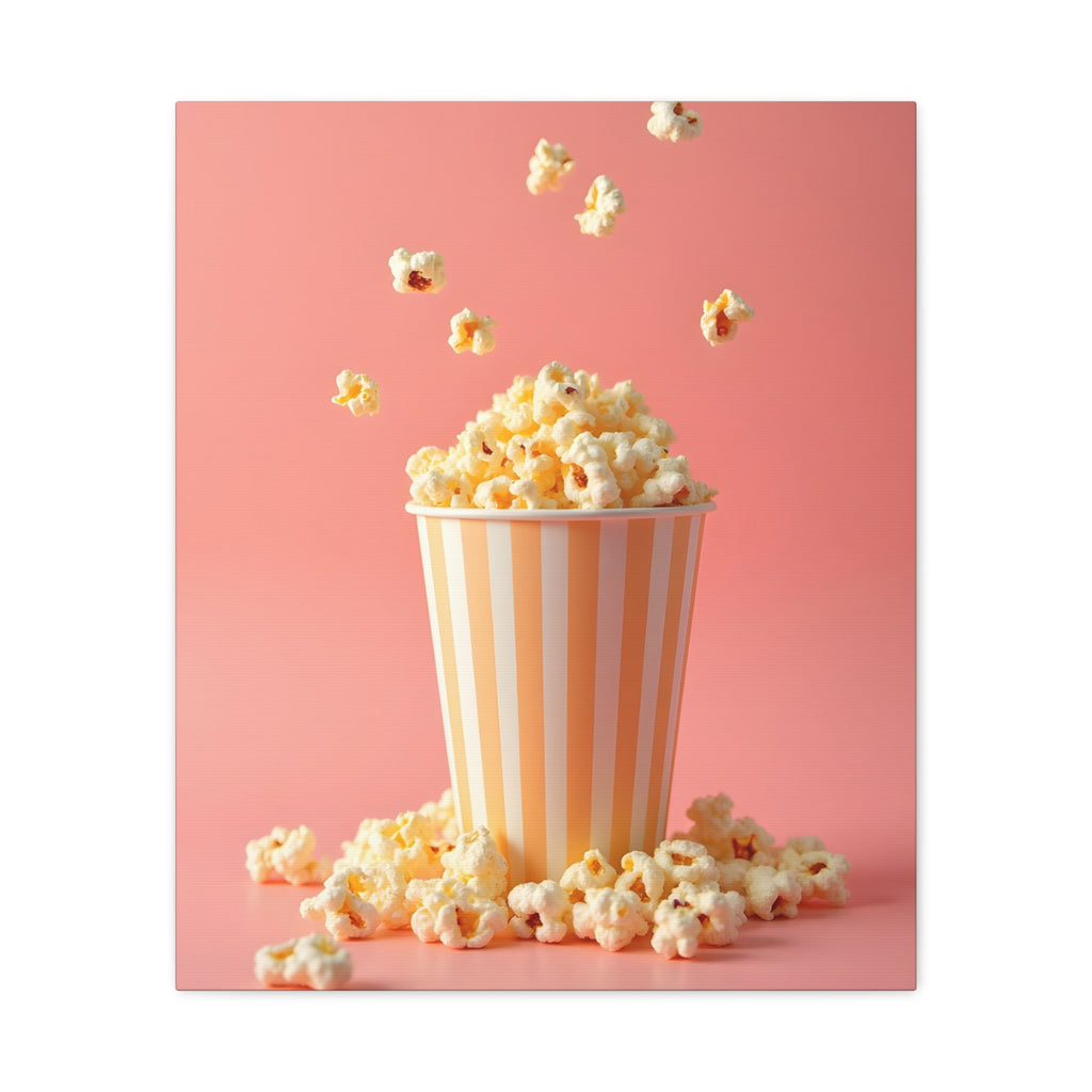 Popcorn met een roze achtergrond Muurdecoratie - Gespannen canvas 
