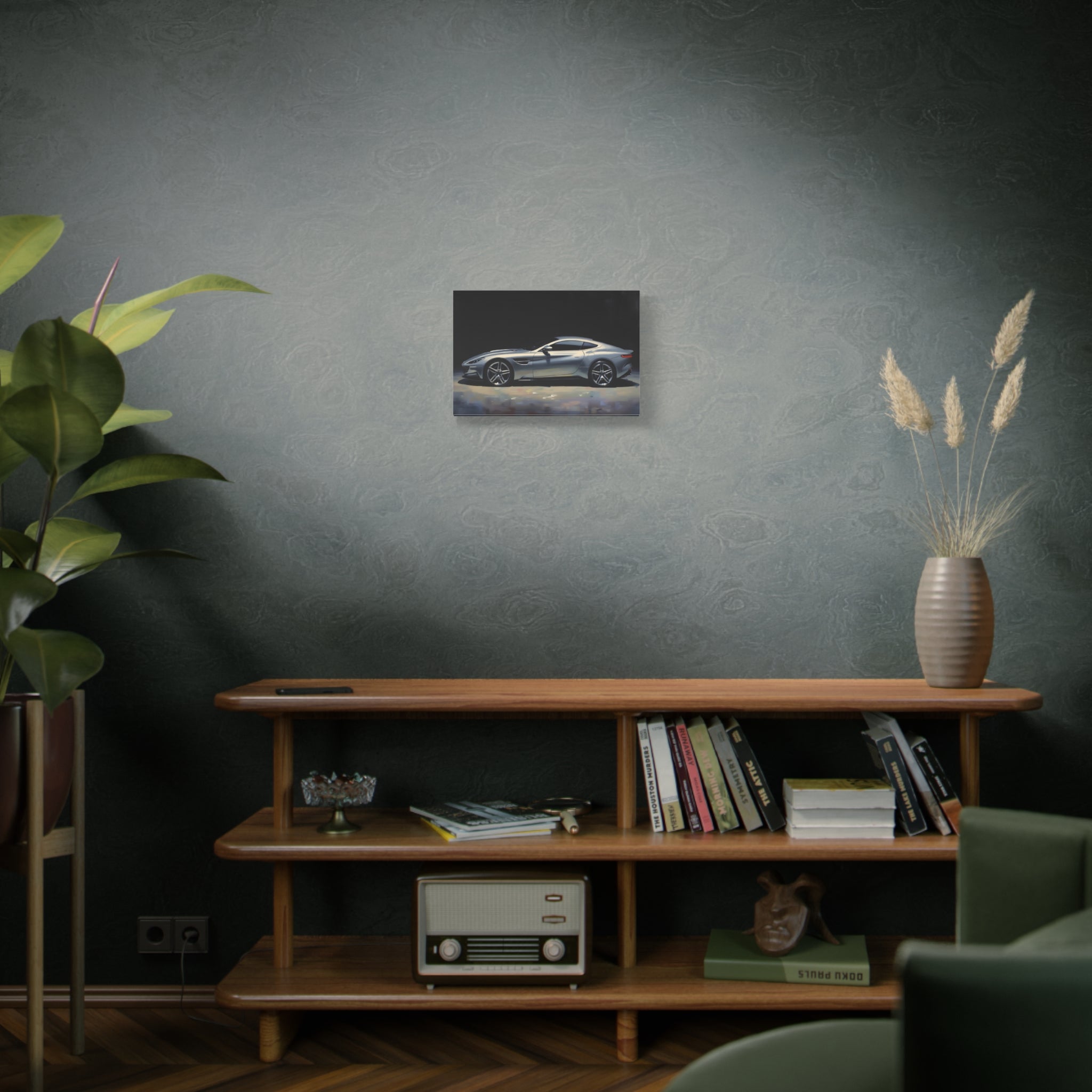 Silver Sports Car Matte Canvas Print — Modern Automotive Wall Art