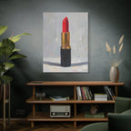 Red Lipstick Canvas Art — Cosmetic Pop Still Life Wall Decor