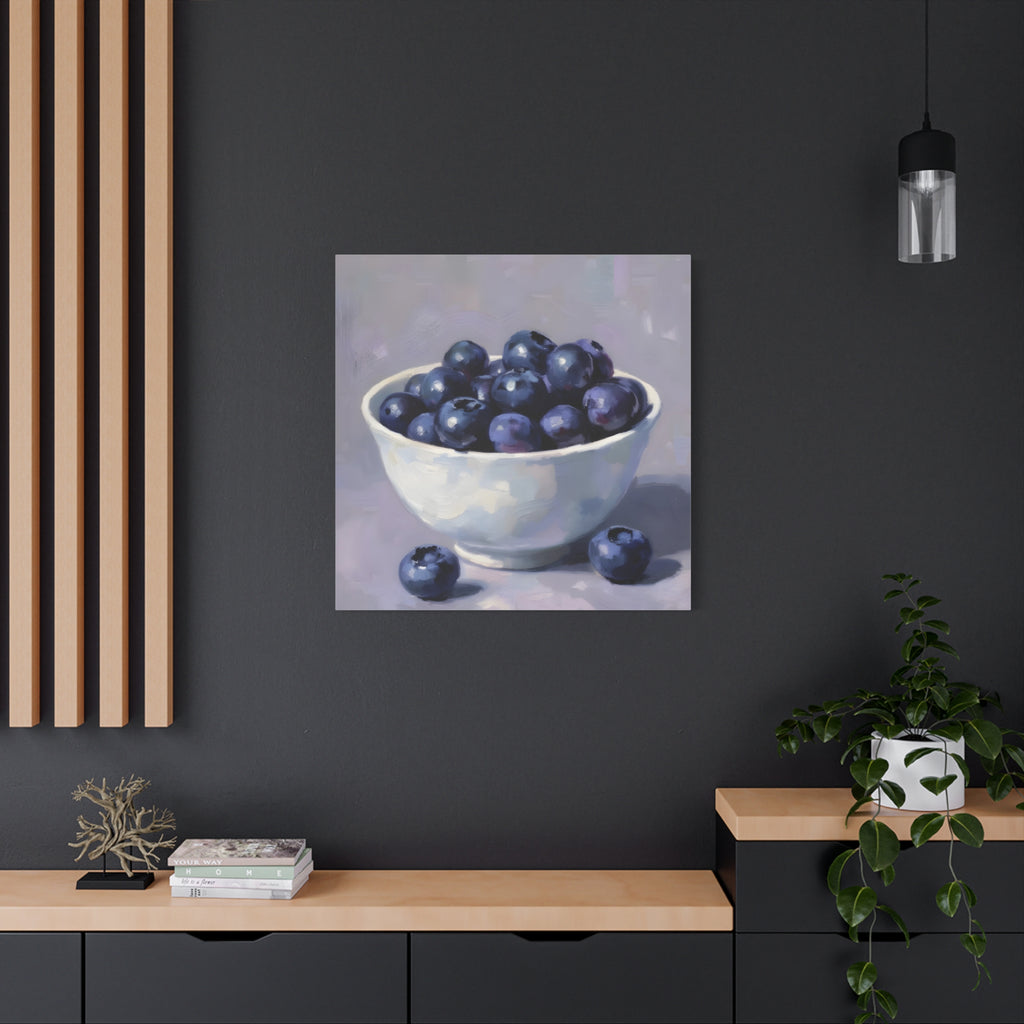 Blueberry Bowl Canvas Print — Still Life Wall Art