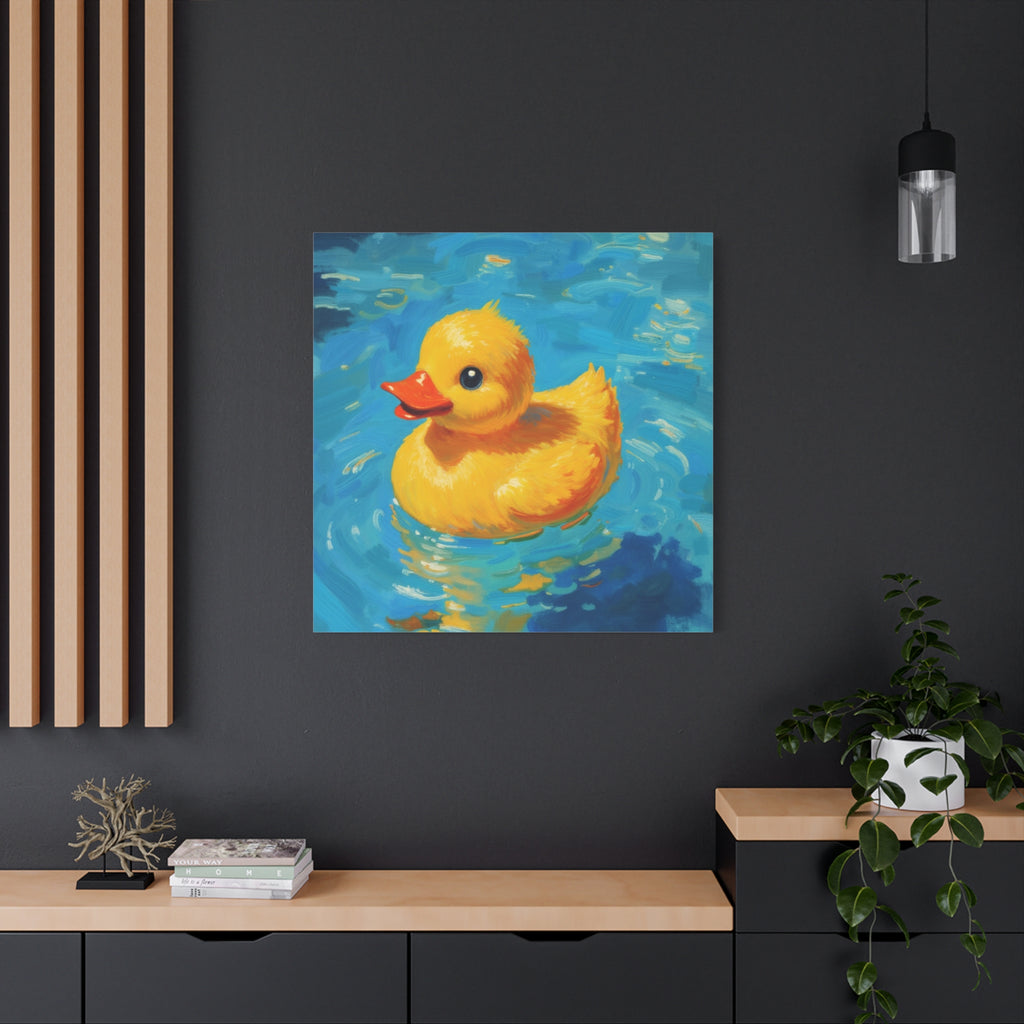 Rubber Duck Painting Canvas — Bright Yellow Nursery Wall Art