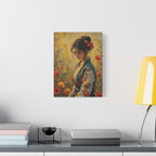 Asiatische Blumen-Dame, matte Leinwand-Wandkunst