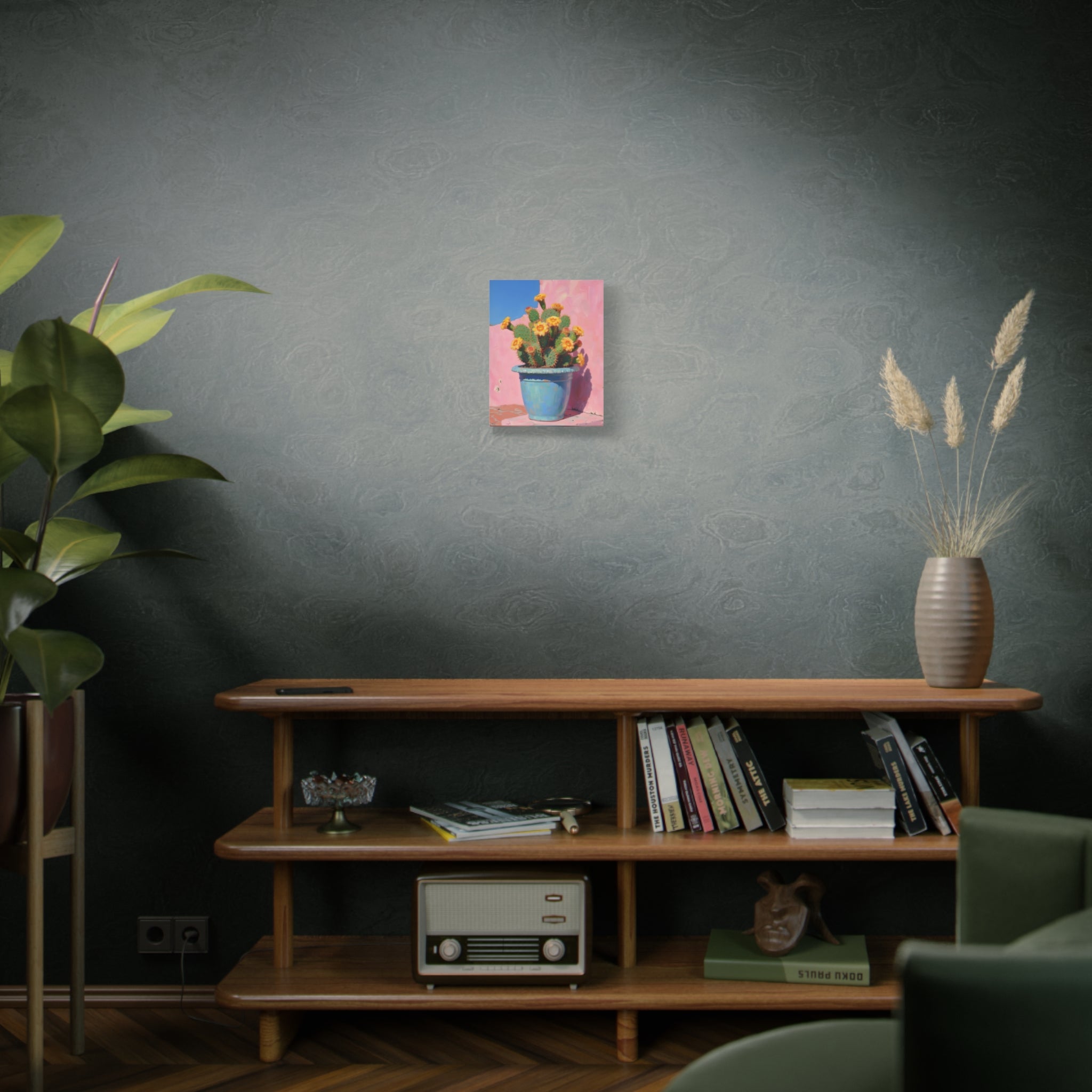 Cactus Roze Muurdecoratie - Gespannen Canvas 