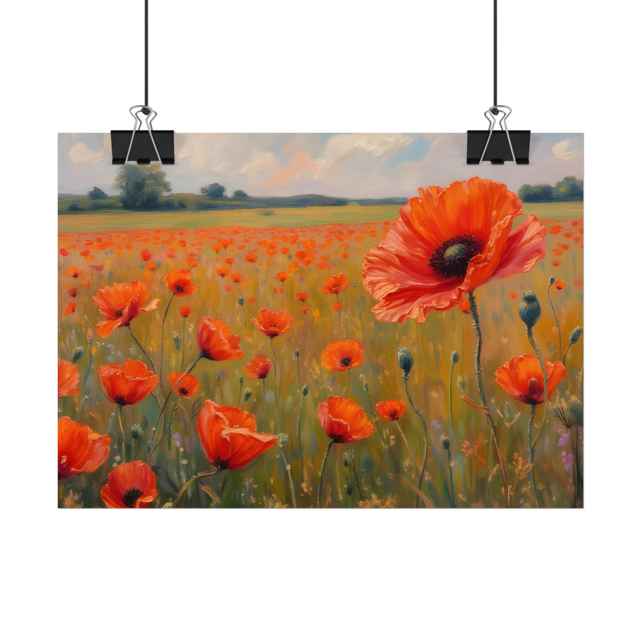 Poppy Field Art Poster - Rolled Floral Wall Print for Home & Office