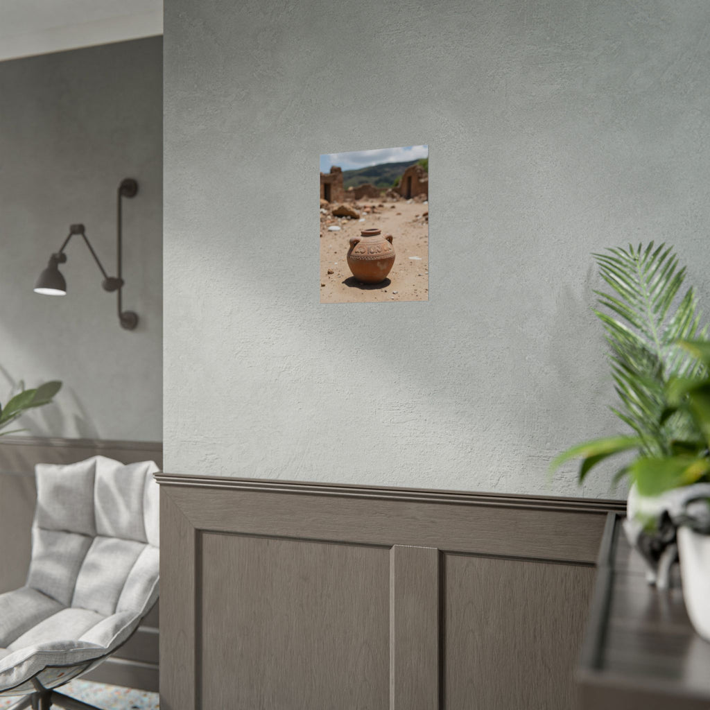 Rustieke terracotta bloempotwoestijnposter - opgerolde fotoafdruk