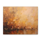 Abstracte muurdecoratie met gouden weidemotief - opgespannen canvas 