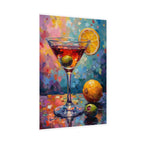 Buntes Martiniglas mit Zitrone und Olive – Wandbild/Poster 