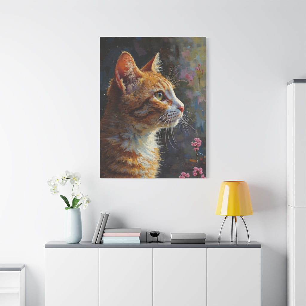 Orange Tabby Cat Portrait Canvas - Stretched Matte Wall Art