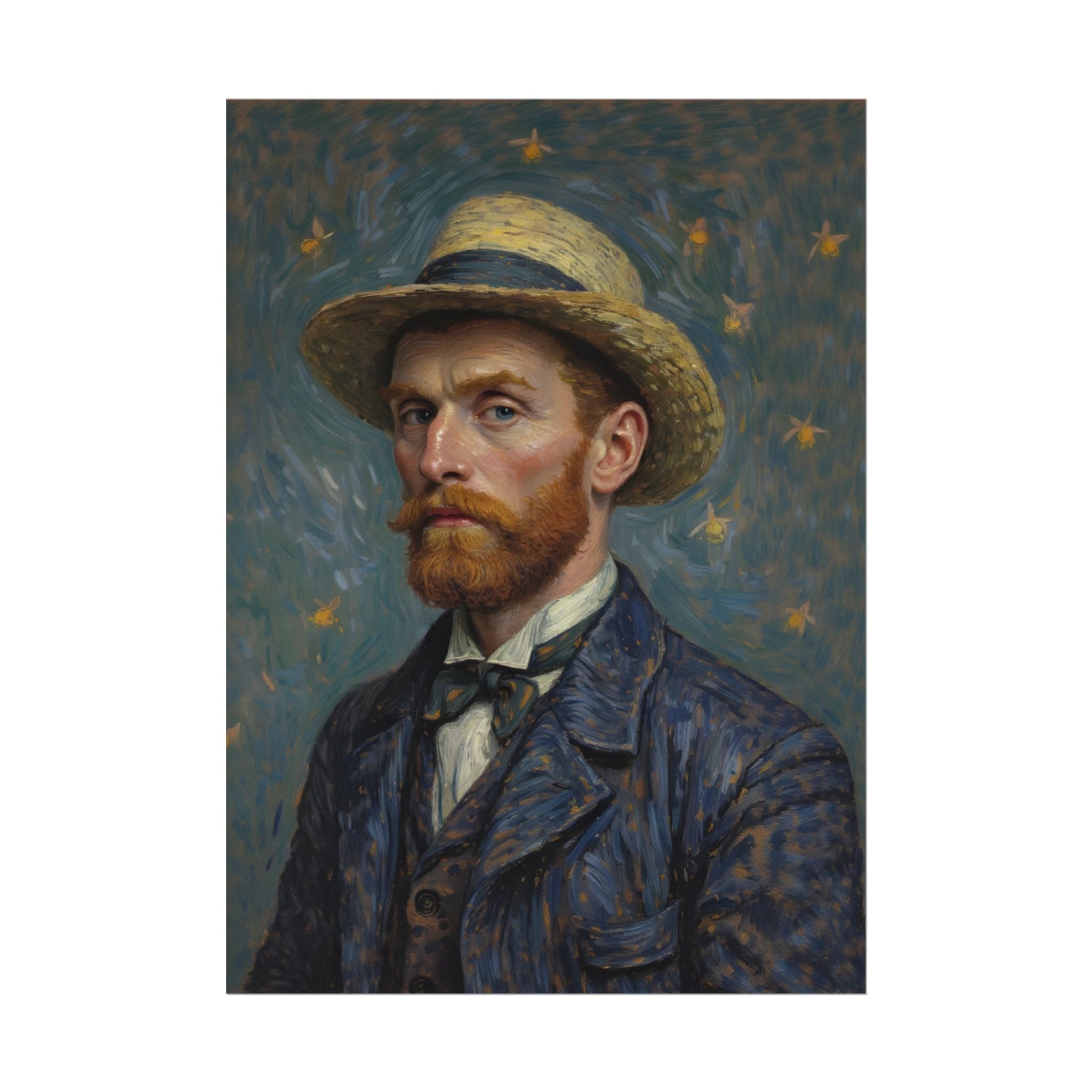 Van Gogh Portrait Rolled Poster — Vintage Impressionist Art Print