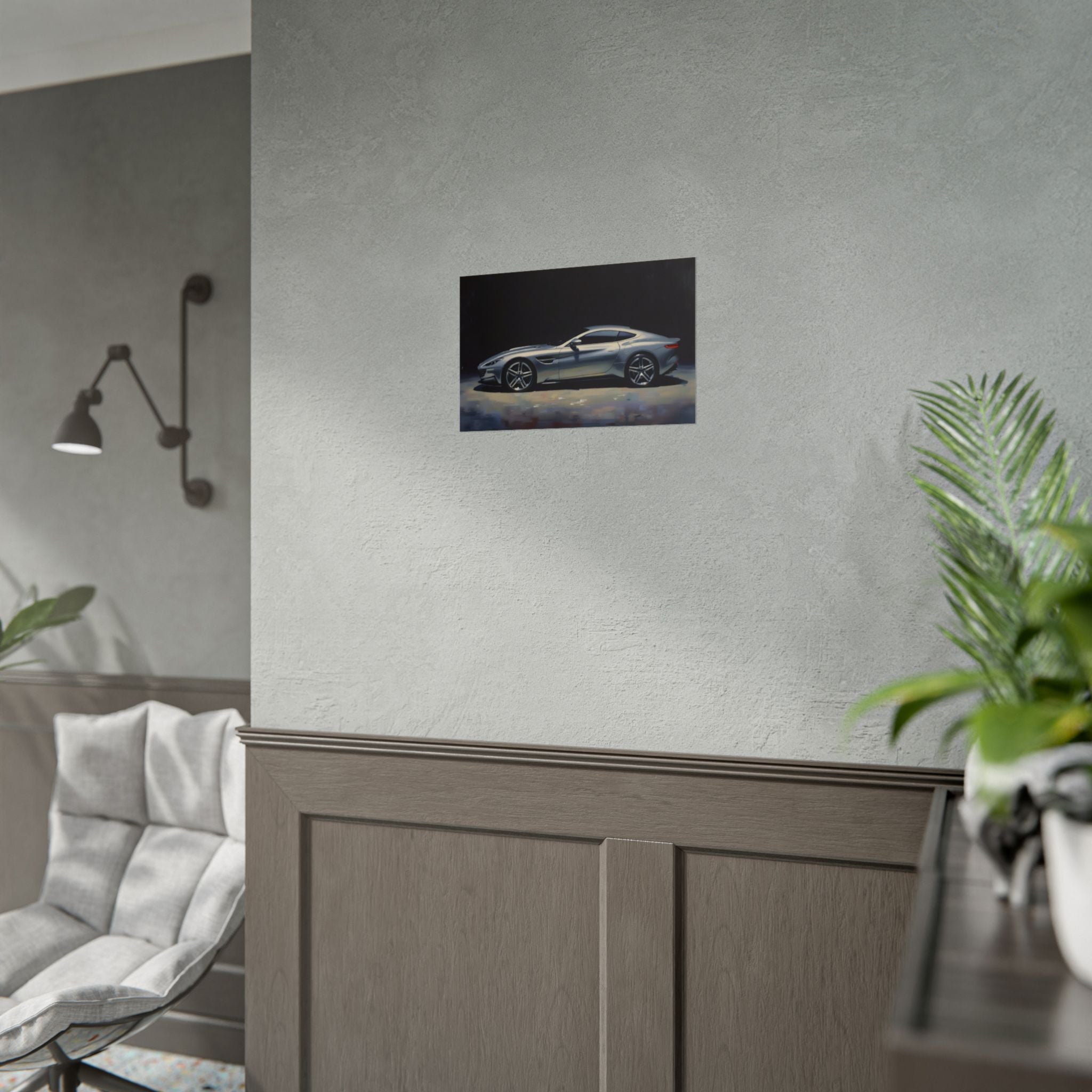 Sports Car Poster - Silver GT Automotive Art Print (Rolled Poster)