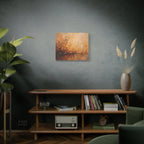 Abstracte muurdecoratie met gouden weidemotief - opgespannen canvas 