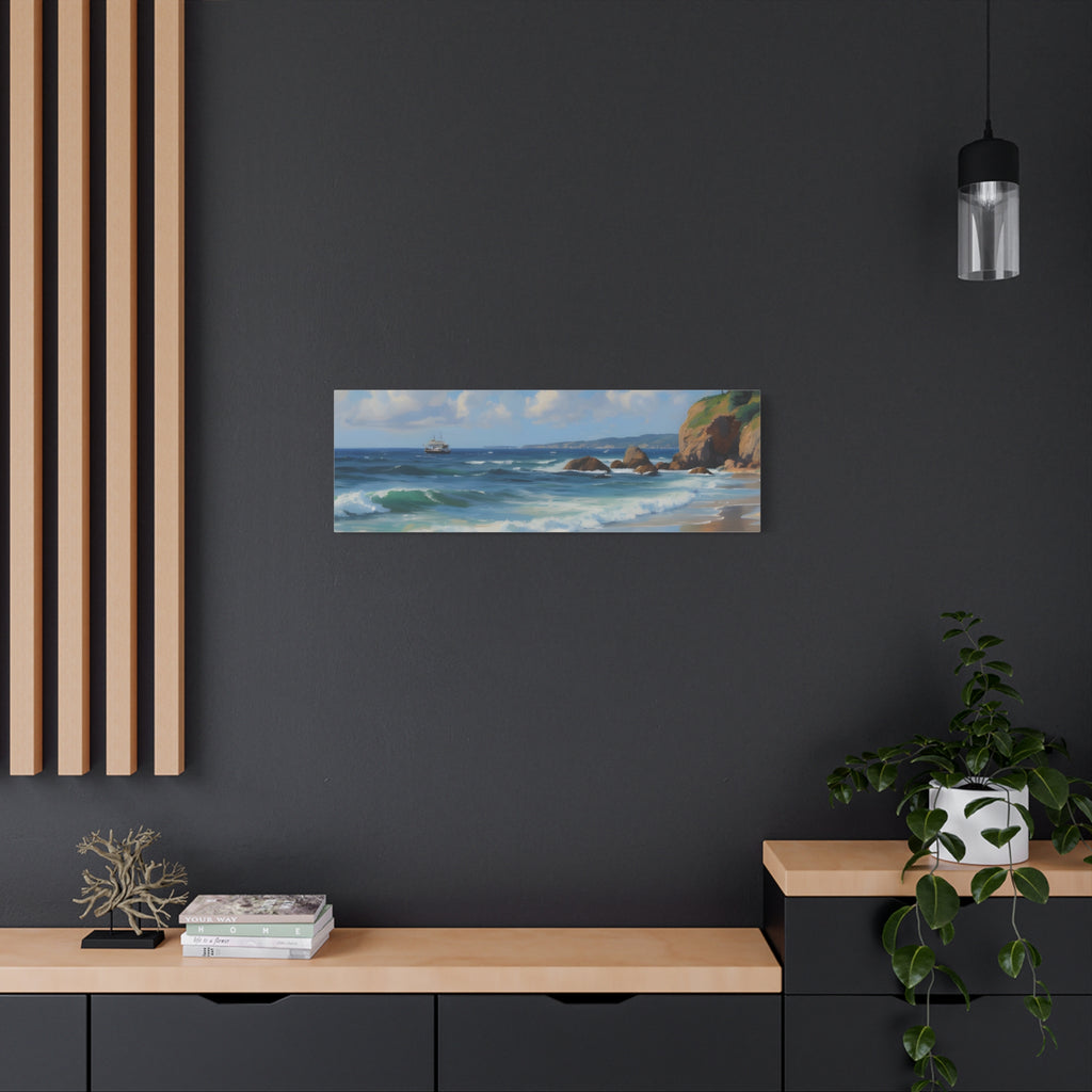 Seaside Beach Canvas Print — Coastal Landscape Matte Stretched Wall Art