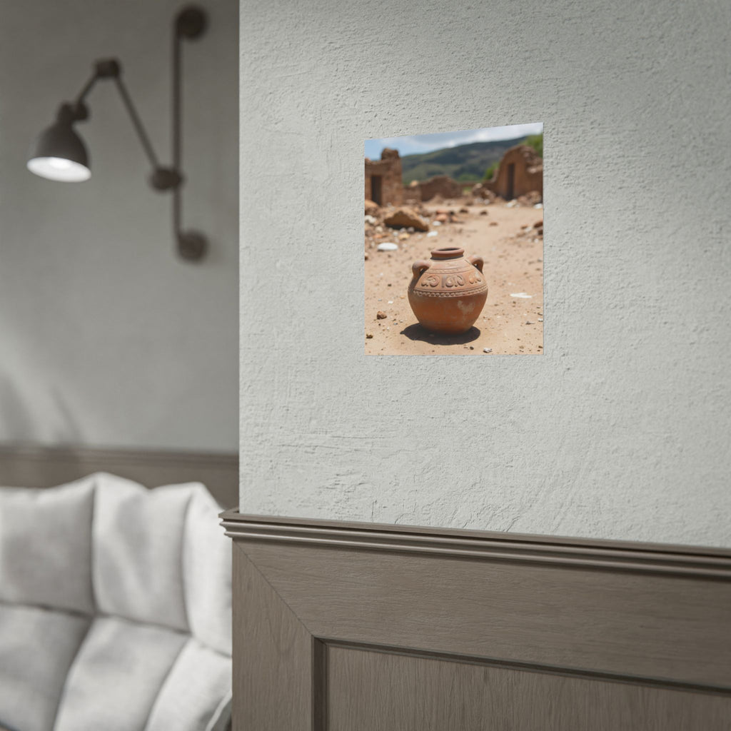Rustieke terracotta bloempotwoestijnposter - opgerolde fotoafdruk