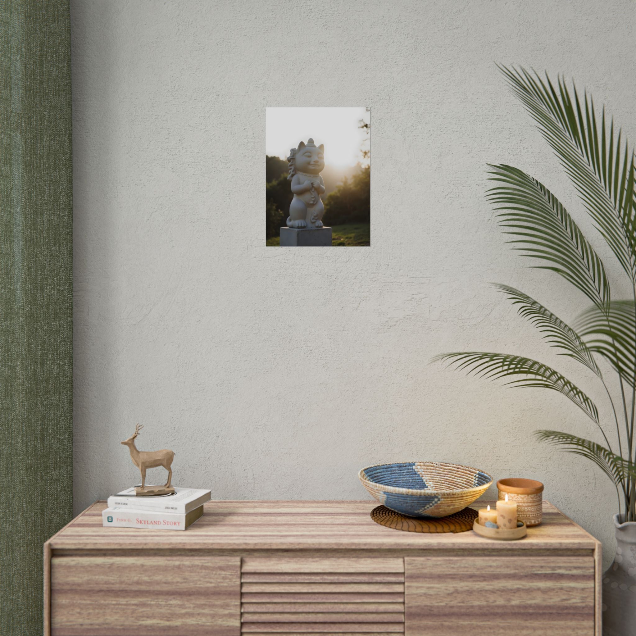 Zonovergoten gelukskat muurdecoratie - Poster 