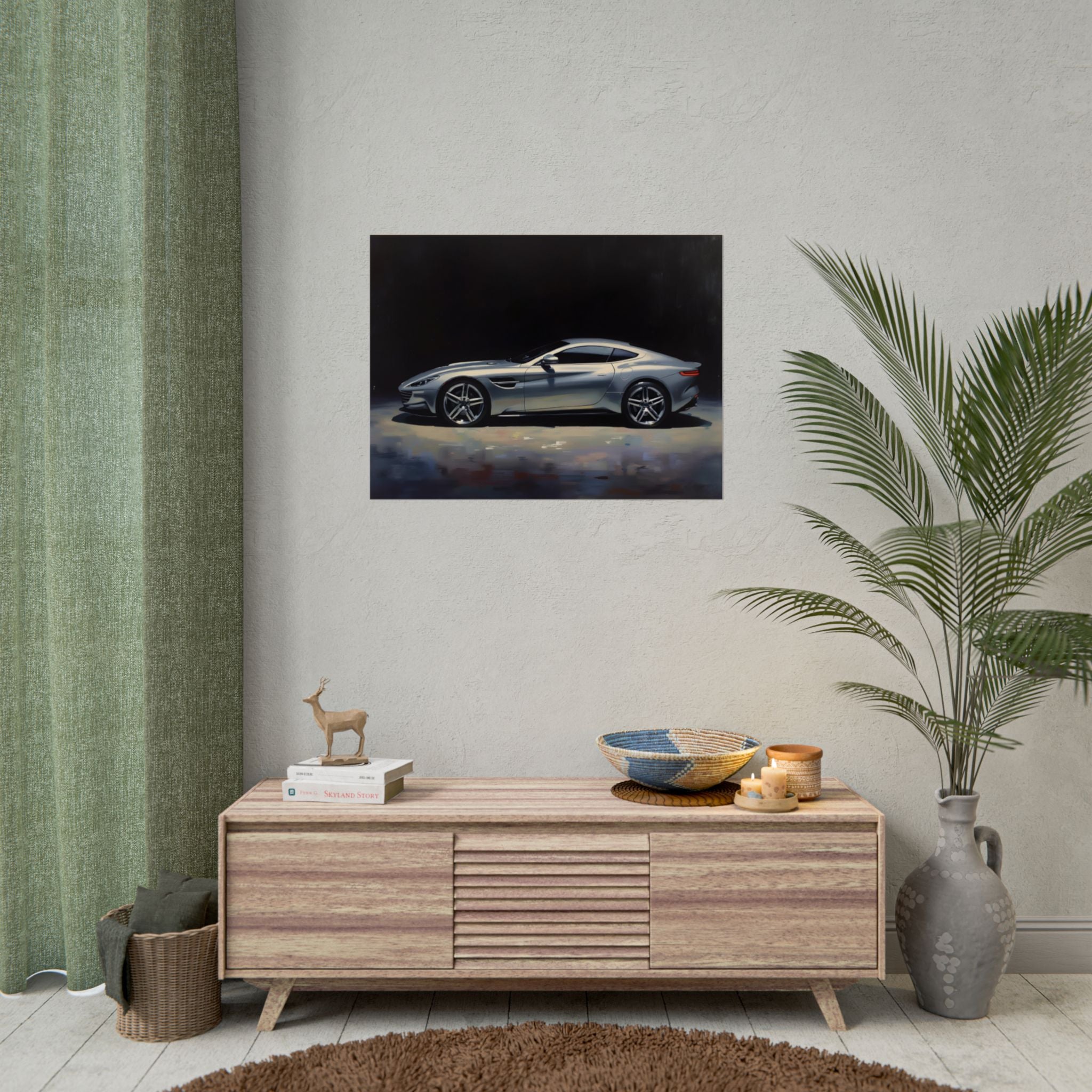 Sports Car Poster - Silver GT Automotive Art Print (Rolled Poster)