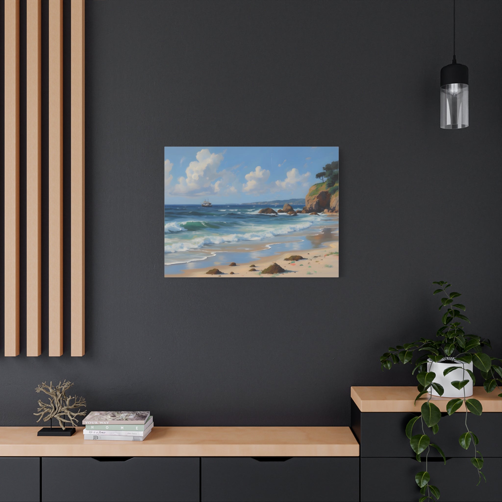 Seaside Beach Canvas Print — Coastal Landscape Matte Stretched Wall Art