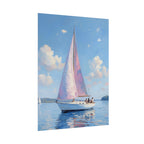 Zeilboot op kalm water met roze accenten - Poster 