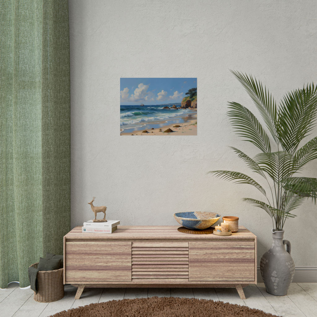 Coastal Seascape Poster - Rolled Beach Print, Ocean Waves Wall Art