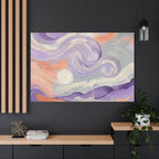 Abstract Swirl Canvas Art – Lavender & Peach Matte Stretched Canvas