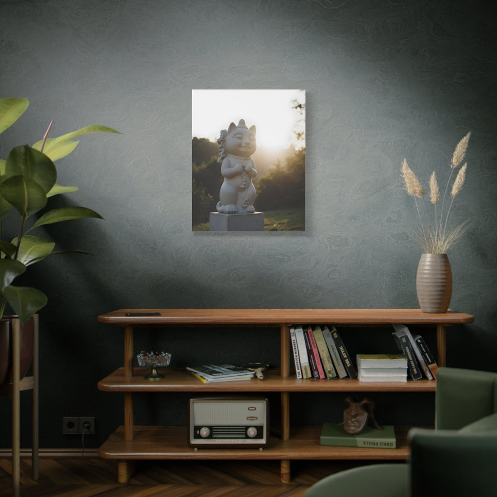 Sunlit Lucky Cat Wall Art - Stretched Canvas