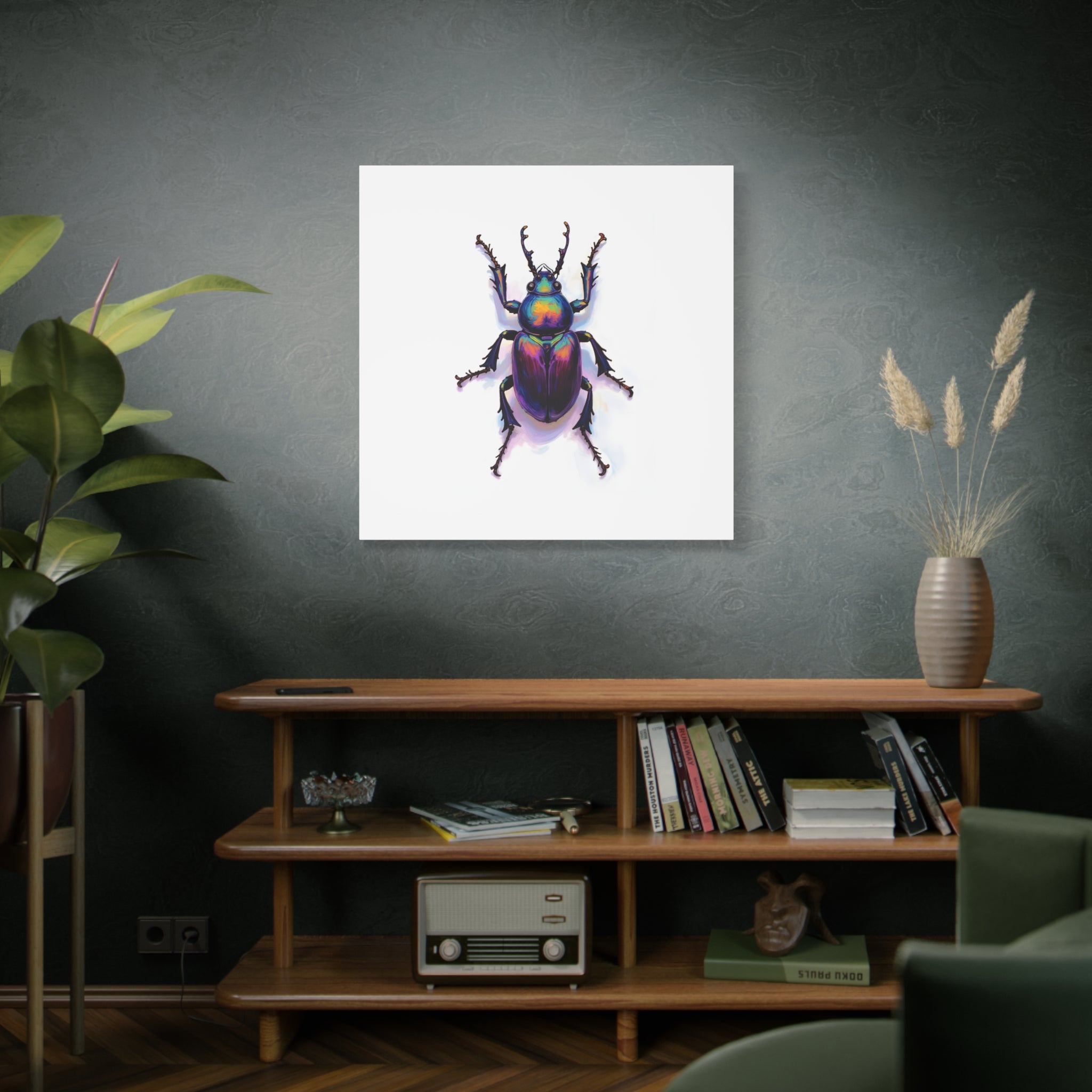 Iriserende kever muurdecoratie – opgespannen canvas 