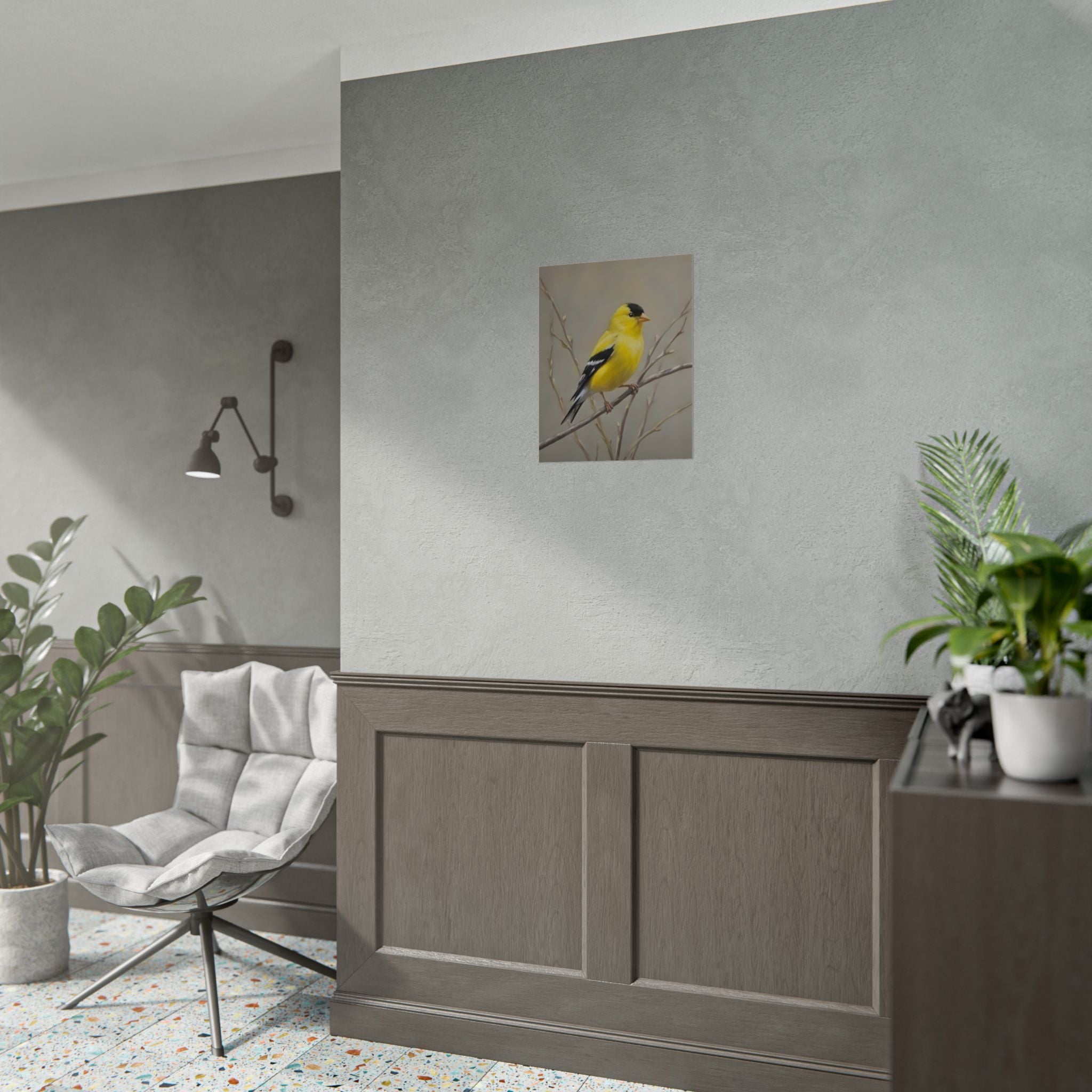Goudvink Kunst Poster - Gele Zangvogel Print voor Natuurliefhebbers