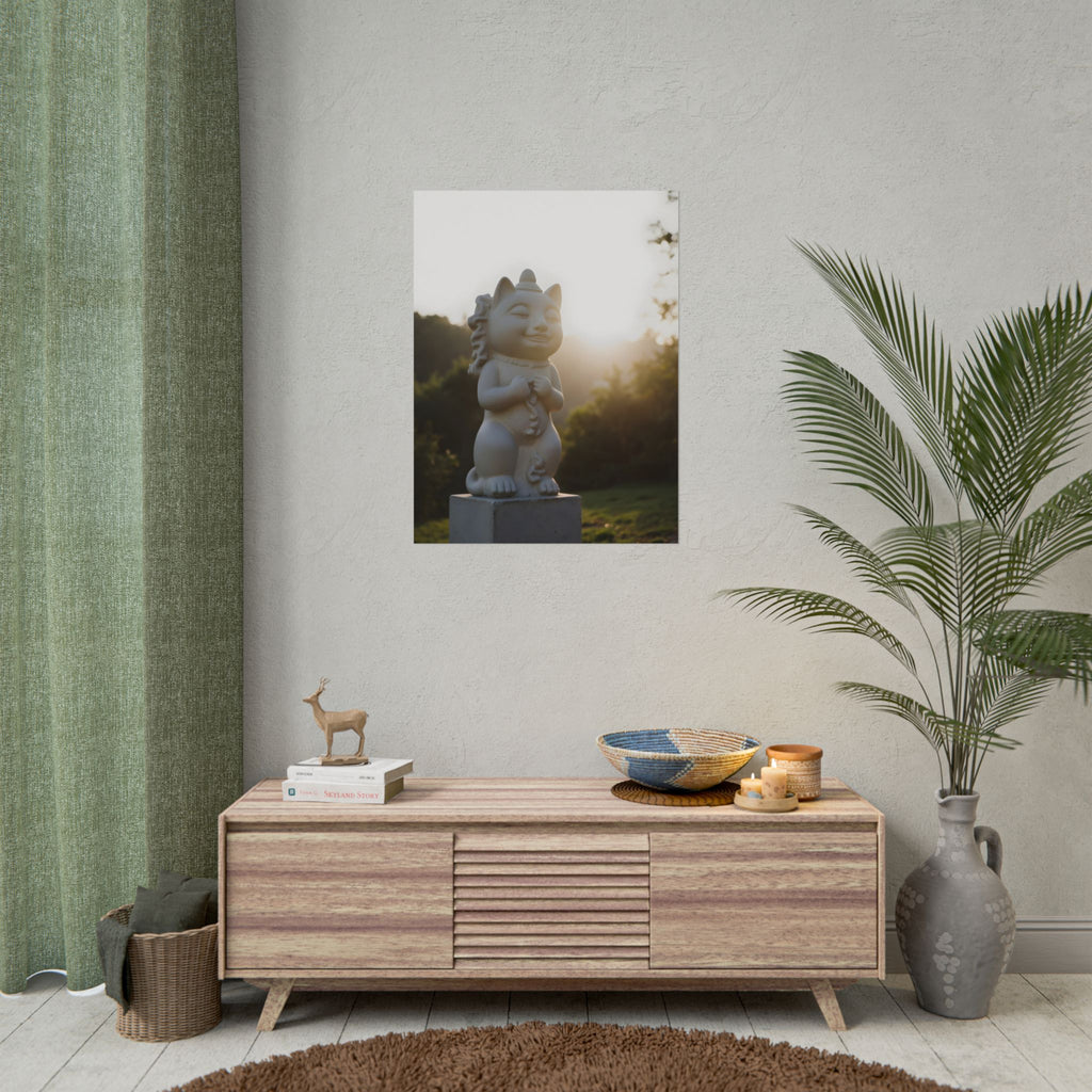 Zonovergoten gelukskat muurdecoratie - Poster 