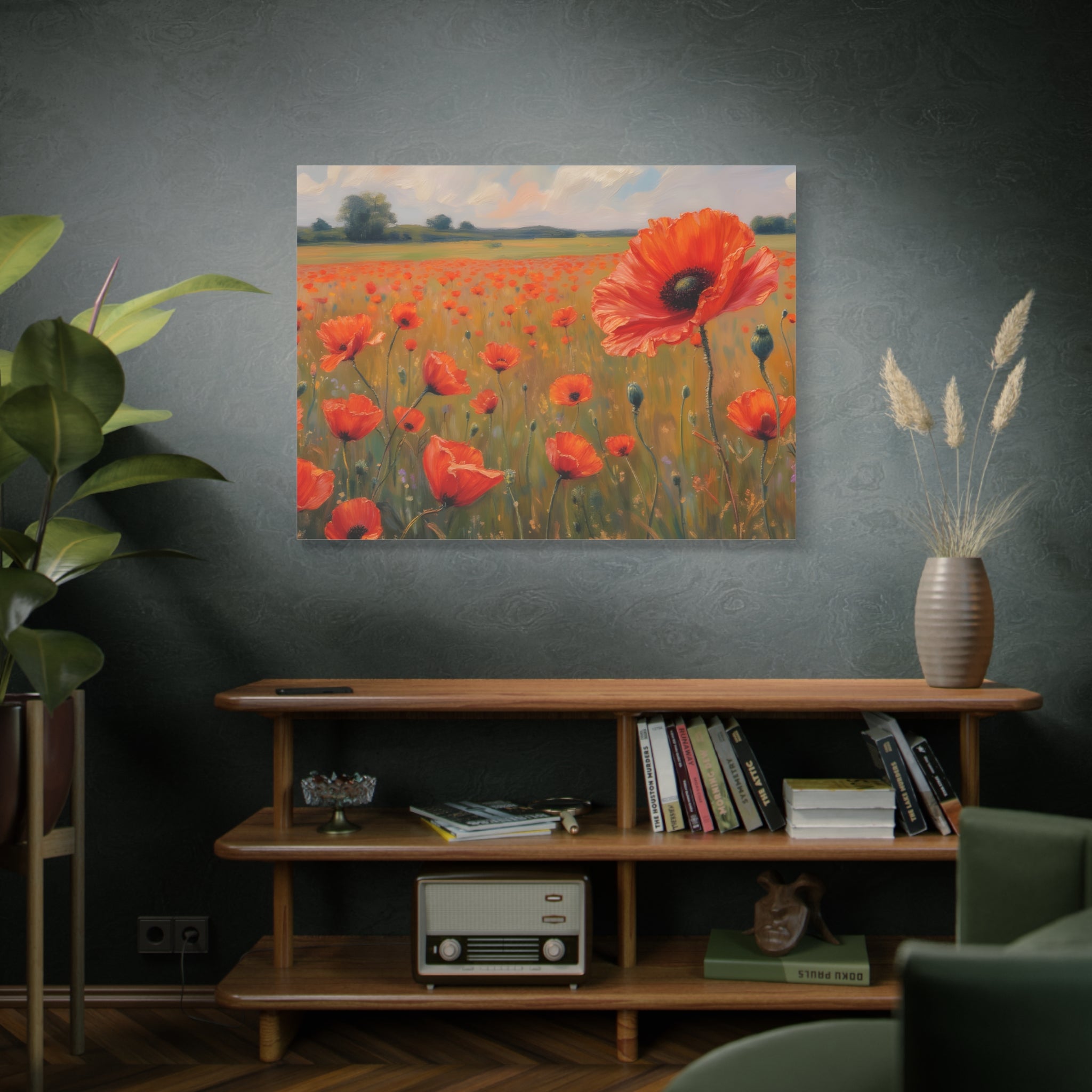 Poppy Field Canvas Wall Art — Matte Stretched Floral Painting