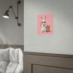 Pink Cute Bunny Poster – Pink Ice Cream Rabbit Wall Art