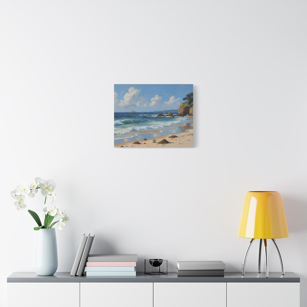 Seaside Beach Canvas Print — Coastal Landscape Matte Stretched Wall Art
