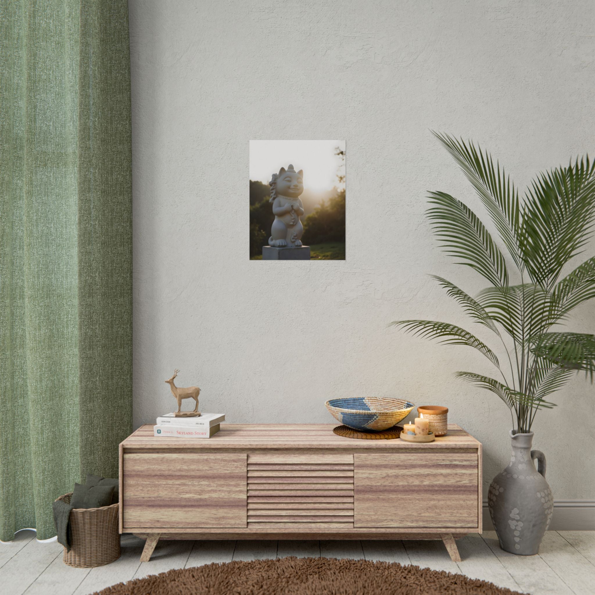 Zonovergoten gelukskat muurdecoratie - Poster 