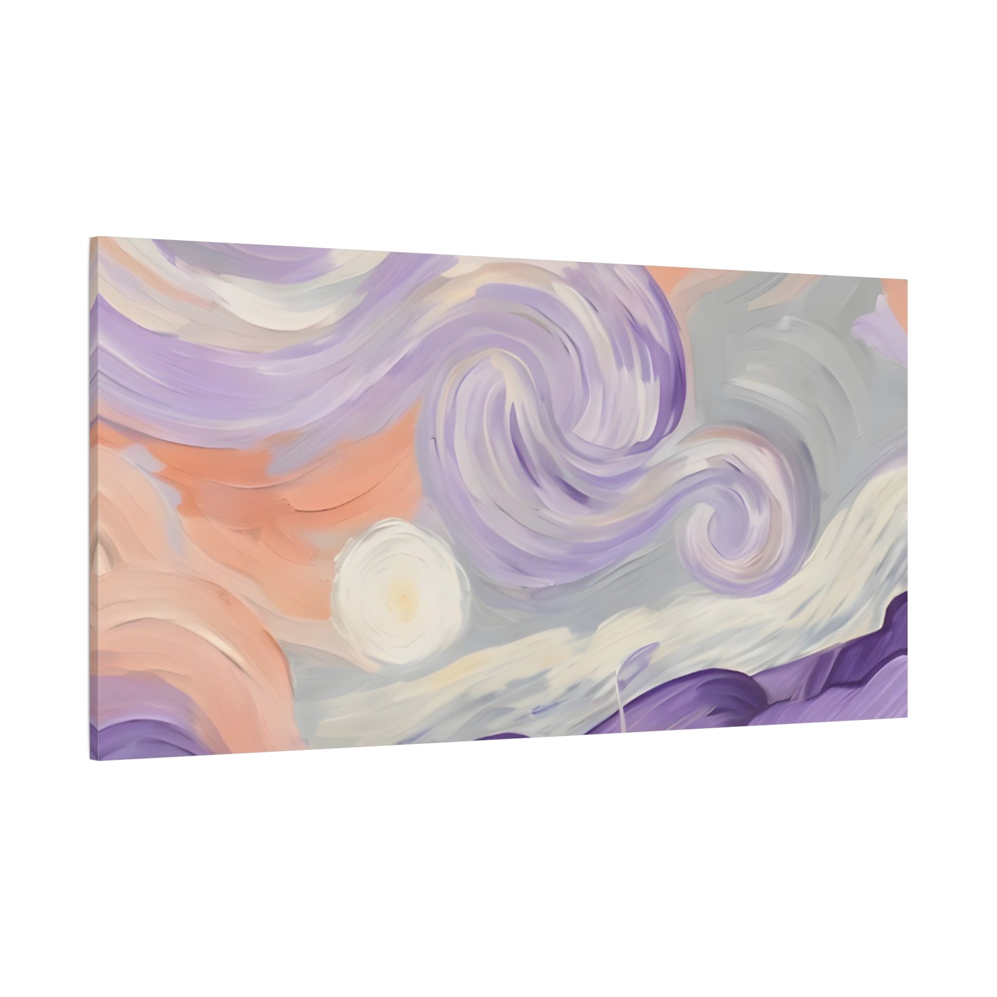 Abstract Swirl Canvas Art – Lavender & Peach Matte Stretched Canvas
