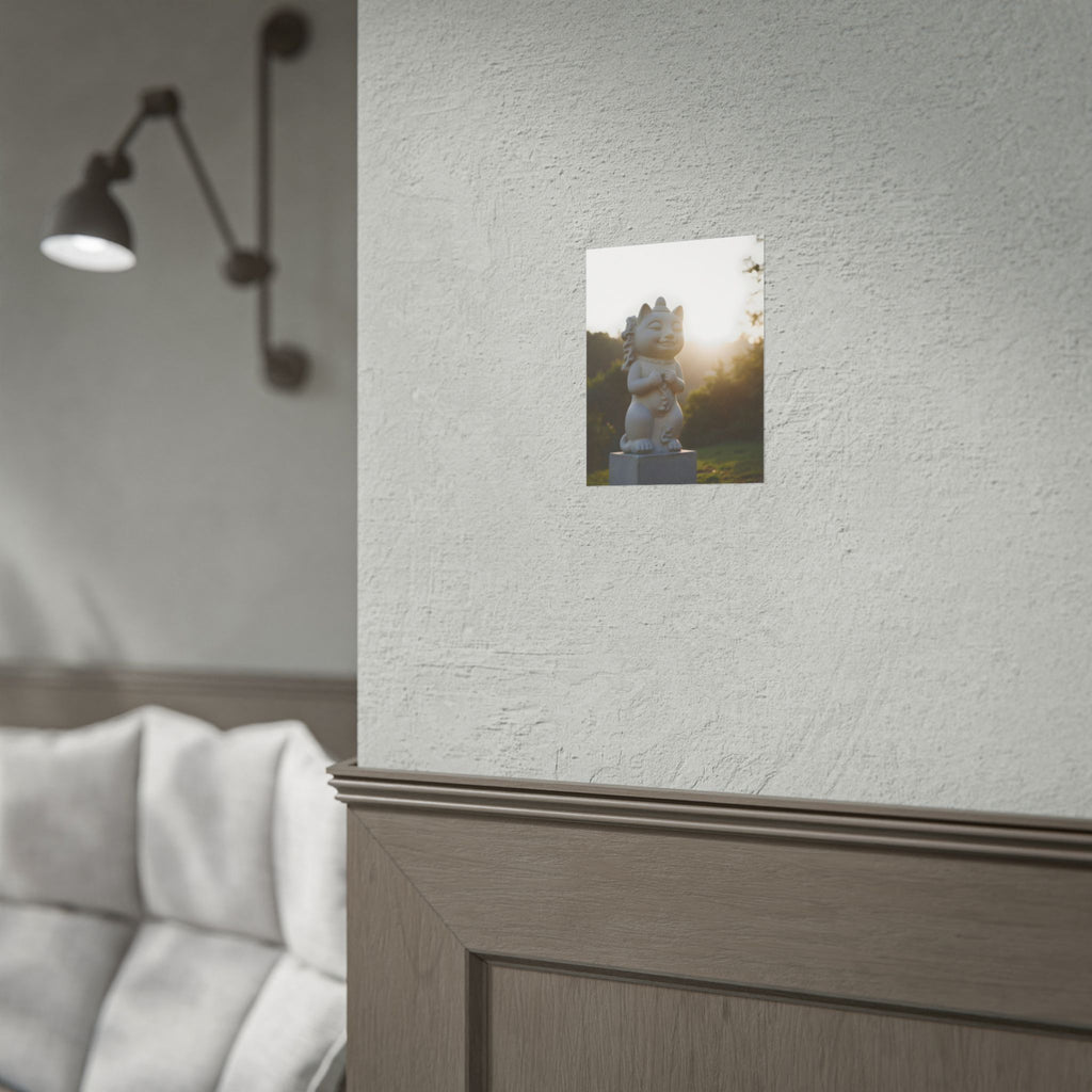 Zonovergoten gelukskat muurdecoratie - Poster 