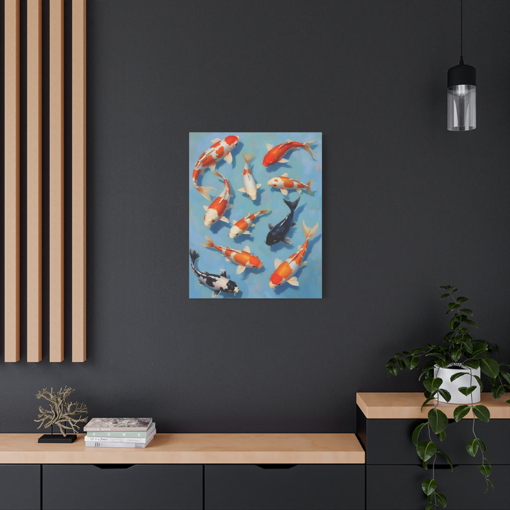 Koi Pond Canvas Art - Stretched Matte Fish Wall Decor