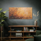 Abstracte muurdecoratie met gouden weidemotief - opgespannen canvas 