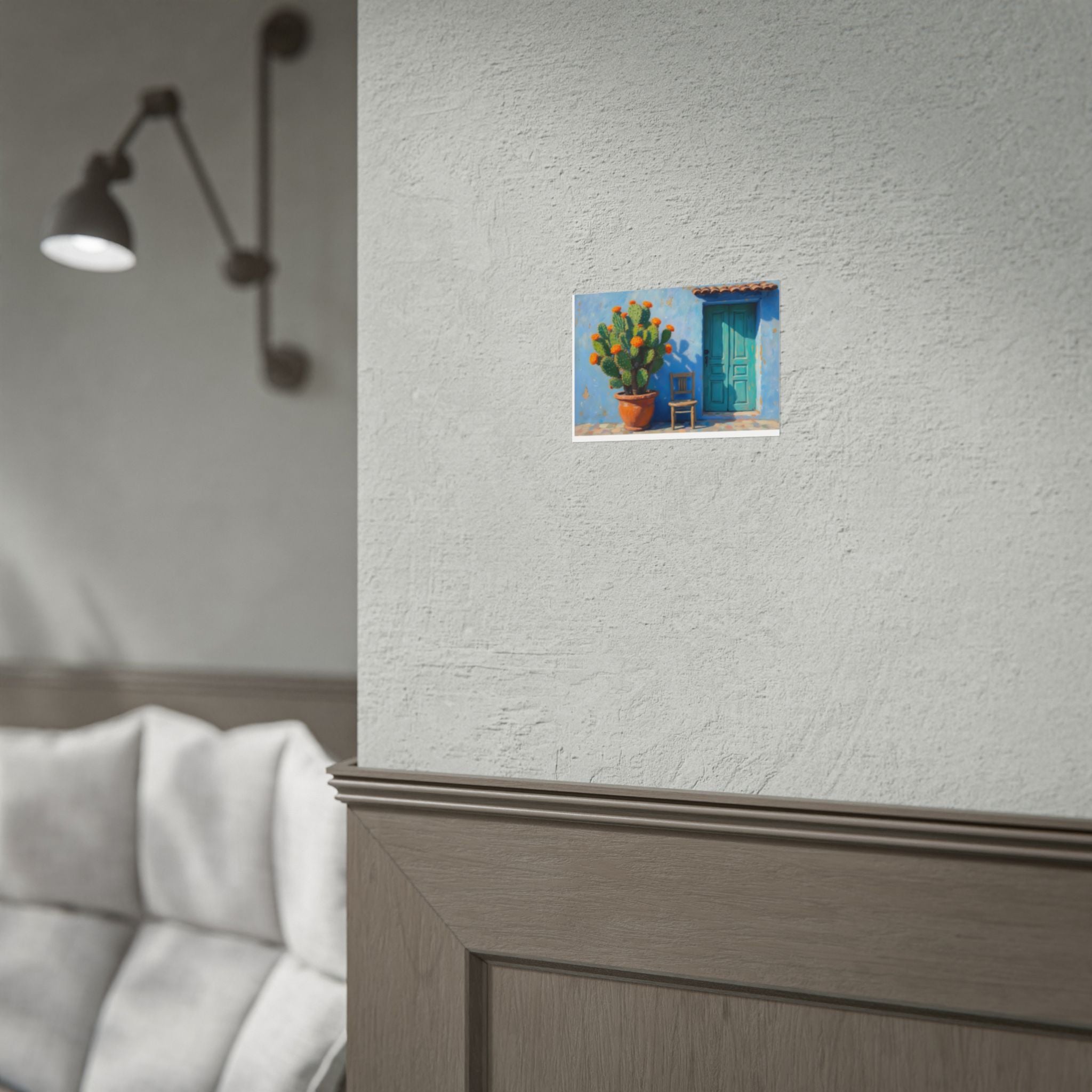 Cactus Courtyard Rolled Poster — Turquoise Door Desert Wall Art