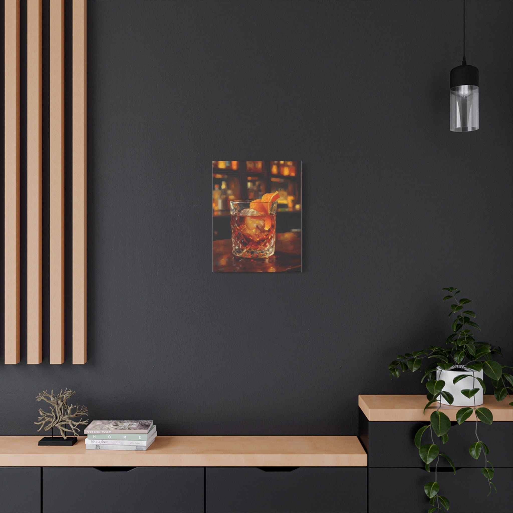 Whisky auf Eis – Wandbild – Bar- und Wohndekoration – Leinwand 