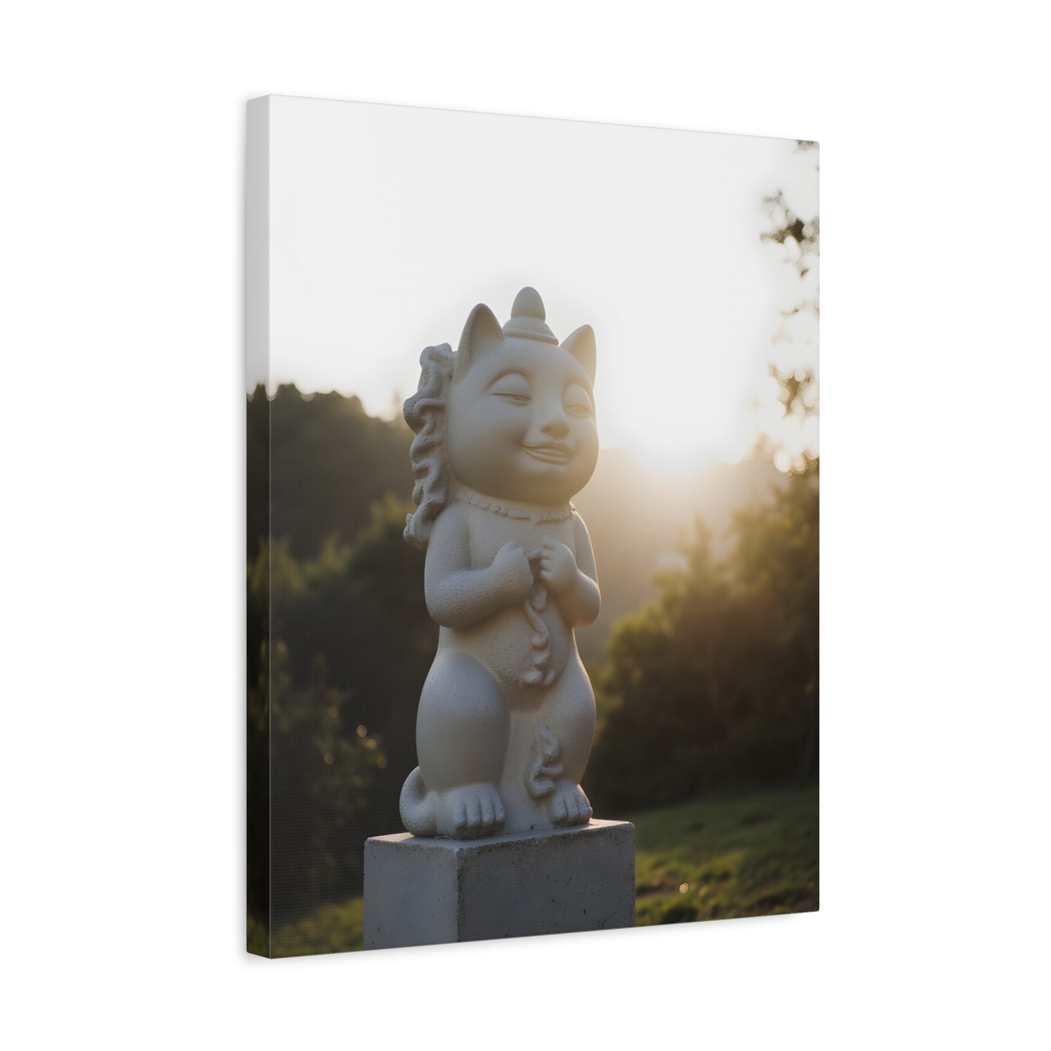 Sunlit Lucky Cat Wall Art - Stretched Canvas