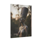 Bronzen standbeeld van Nefertiti als wanddecoratie - Egyptische beeldhouwkunst - Fotografie - Koningin van Egypte - Opgespannen canvas 