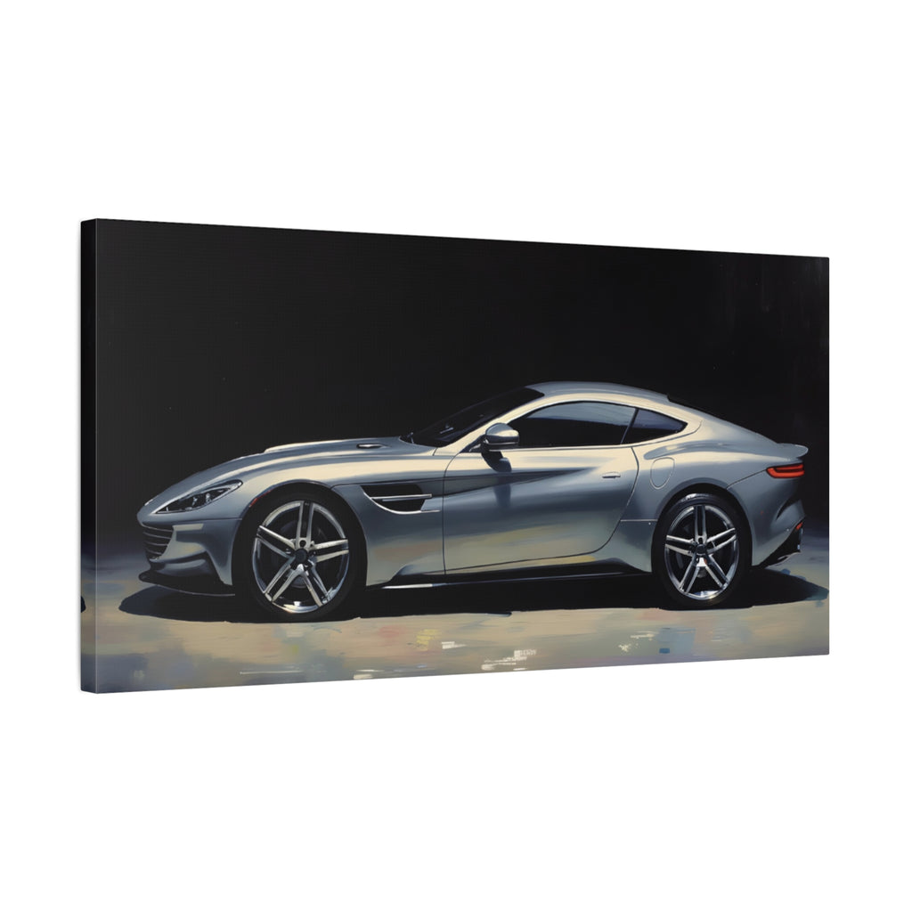Silver Sports Car Matte Canvas Print — Modern Automotive Wall Art