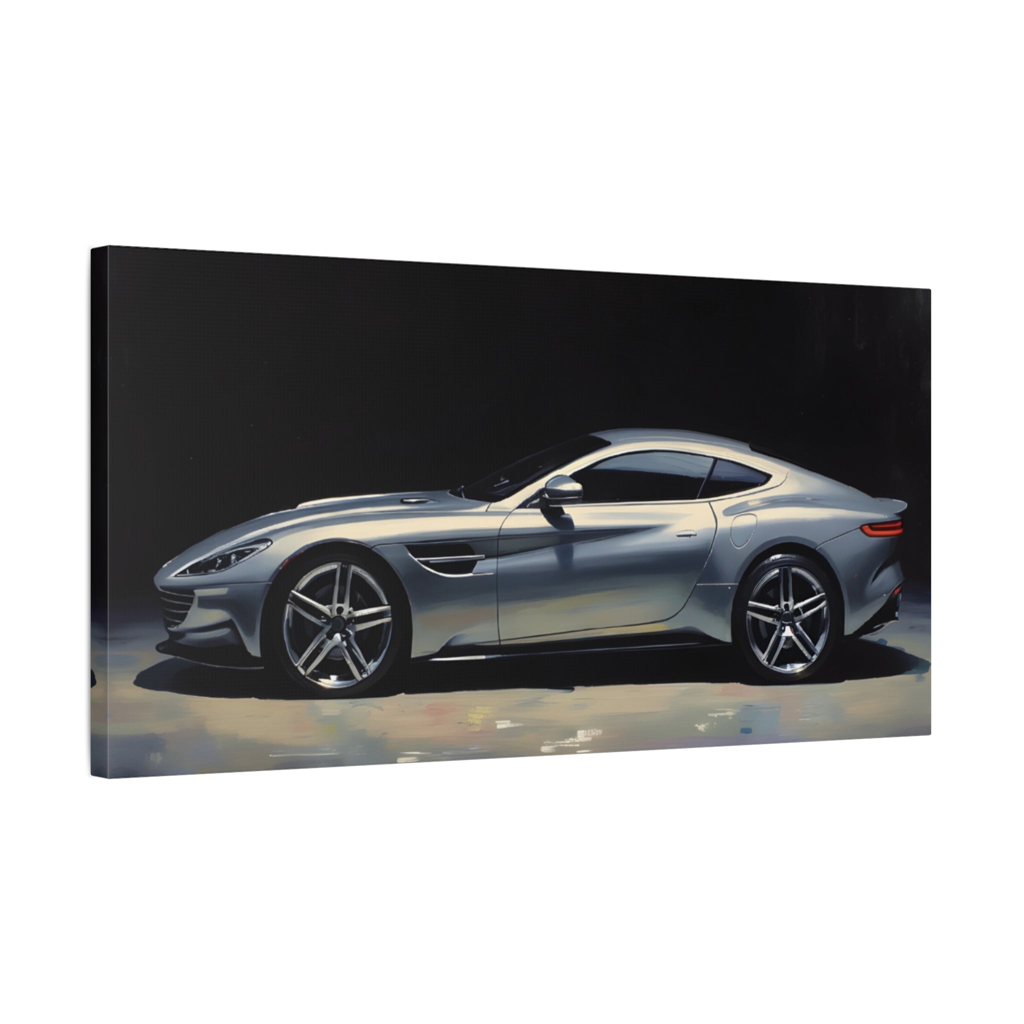 Silver Sports Car Matte Canvas Print — Modern Automotive Wall Art