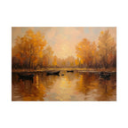 Herfst aan het meer met roeiboten - Poster 