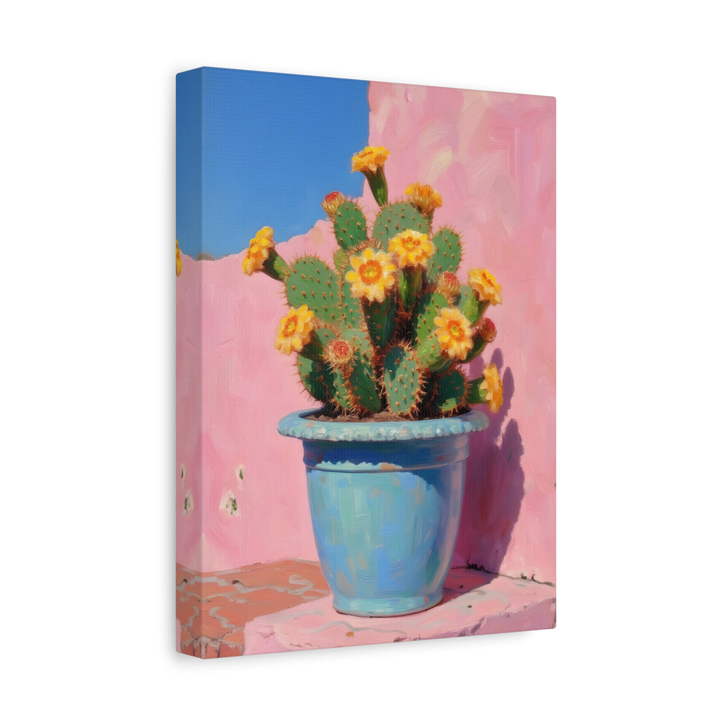 Cactus Roze Muurdecoratie - Gespannen Canvas 