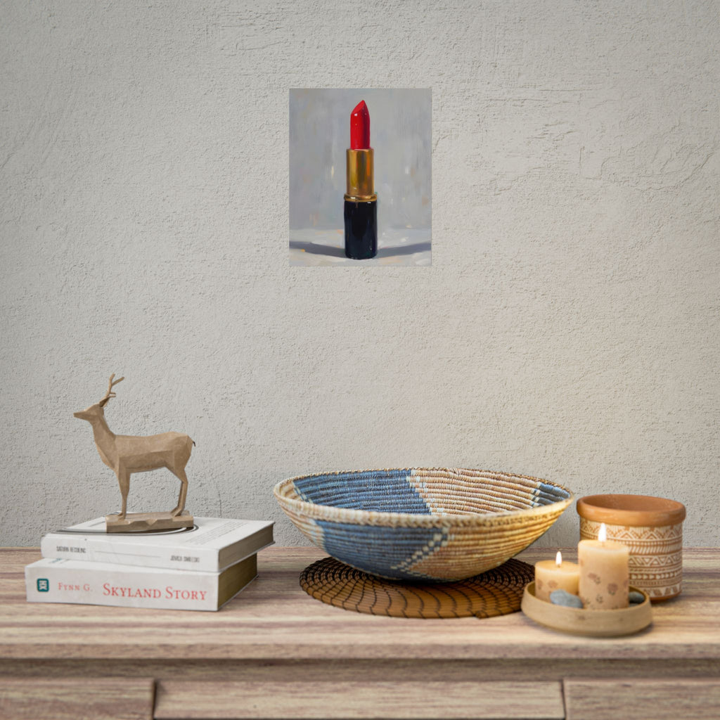 Lipstick Art Poster — Red Lipstick Still Life Rolled Poster