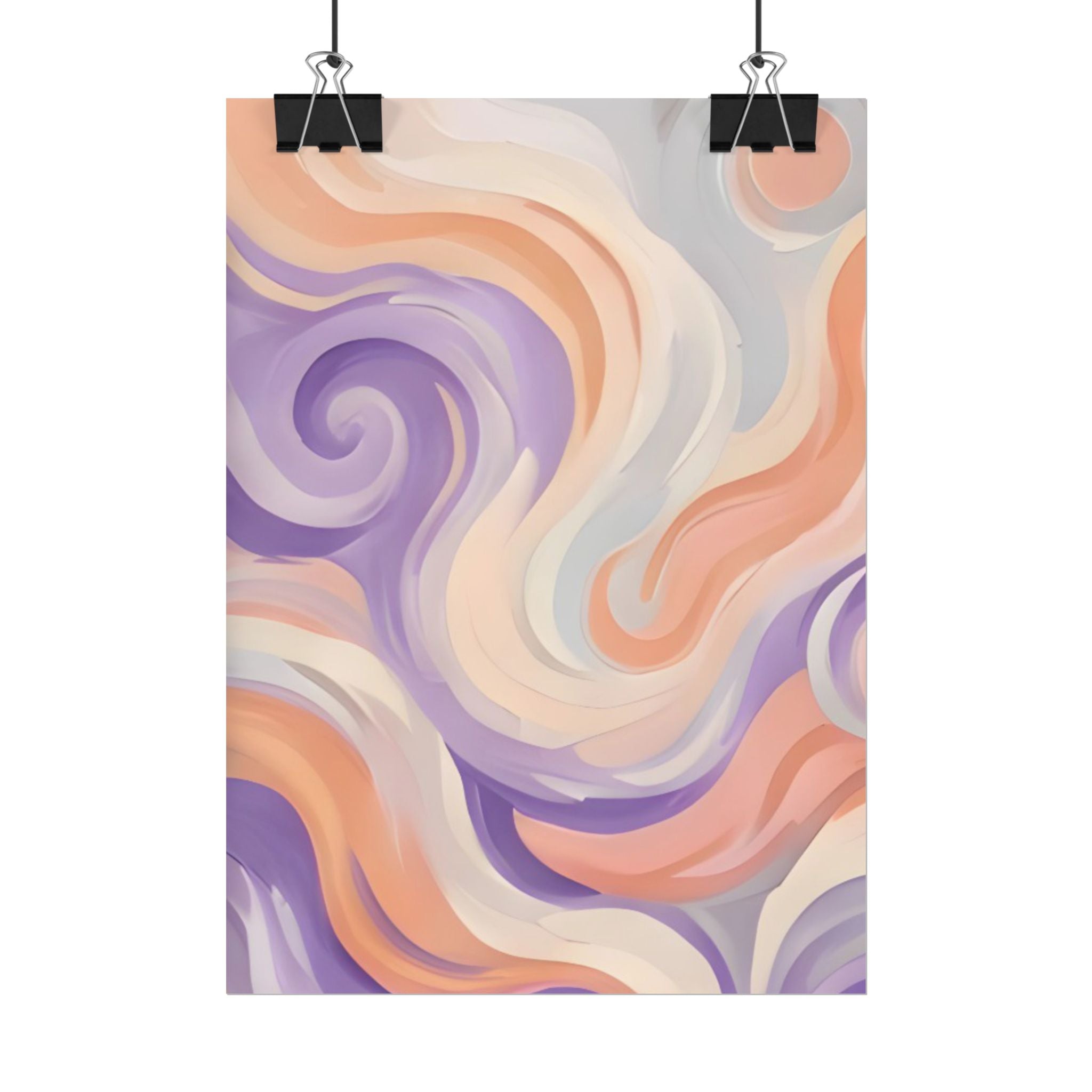 Abstract Swirl Poster - Peach & Lavender Fluid Art Rolled Wall Print
