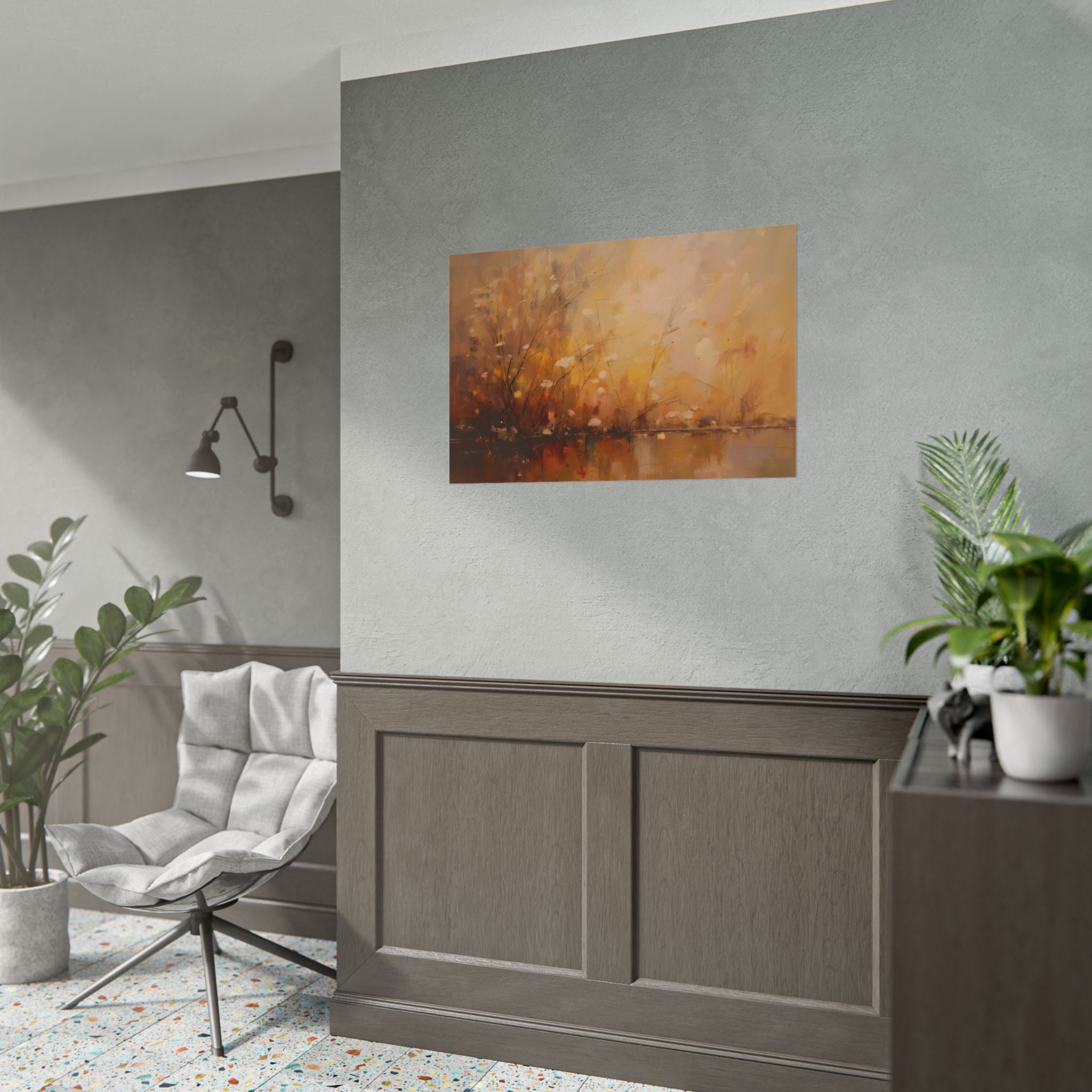 Abstraktes Wandbild „Goldene Wiese“ – Poster 