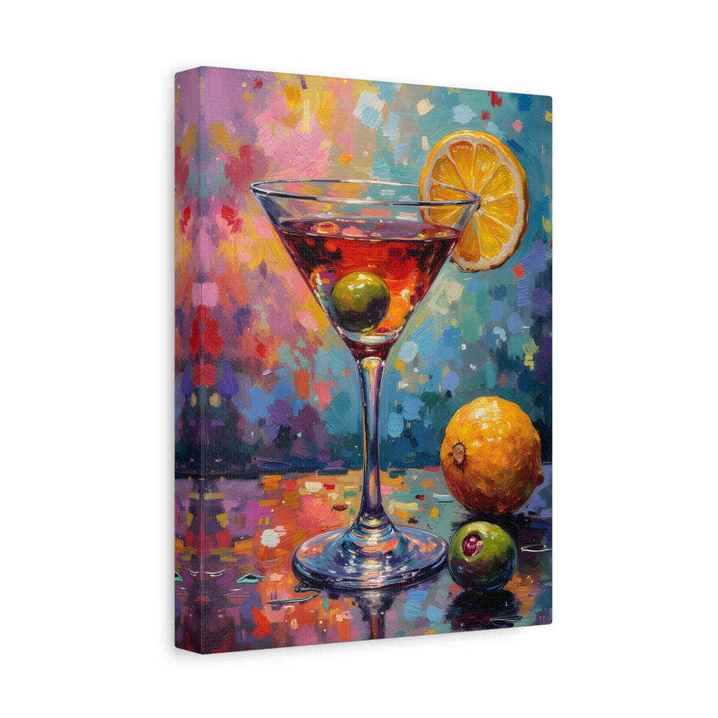 Buntes Martini-Glas-Leinwandbild mit matter Oberfläche - Keilrahmen