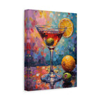 Buntes Martini-Glas-Leinwandbild mit matter Oberfläche - Keilrahmen