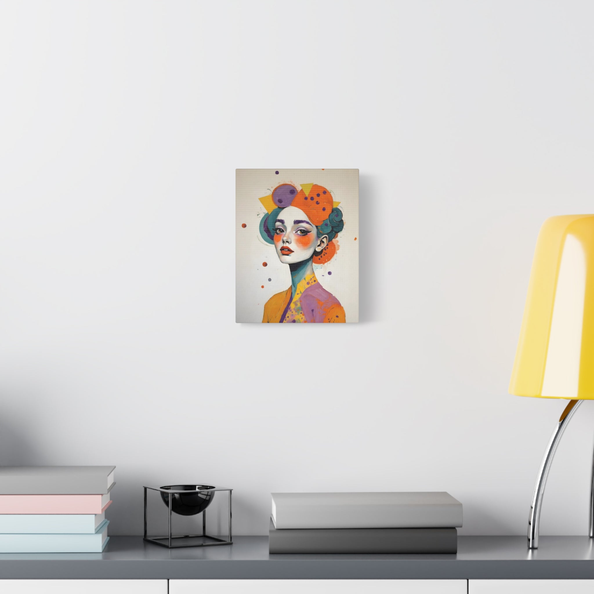 Colorful Portrait Art Canvas - Abstract Geisha Woman Matte Stretched Canvas